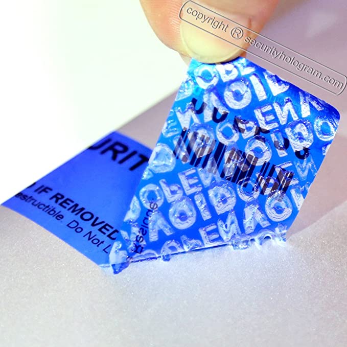 SH2041 Non Residue! Self-Destructible, Tamper Evident, Void Security Hologram Labels, Two Parts Unique; Double Serial Numbers and one Barcode