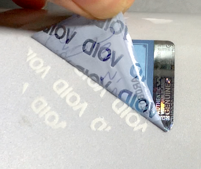 SH3052 Etiquetas adhesivas de holograma de seguridad firmables, autodestructibles, a prueba de manipulaciones, etiquetas holográficas de seguridad nulas