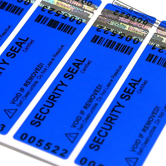 SH2041 Non Residue! Self-Destructible, Tamper Evident, Void Security Hologram Labels, Two Parts Unique; Double Serial Numbers and one Barcode