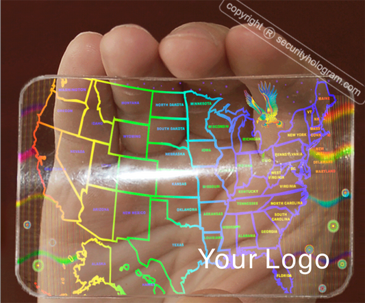 Semi Custom USA MAP SECURITY HOLOGRAM ID OVERLAY, STICKER for USA SECURED ID CARDS - SHID-17, 100/600/2,000
